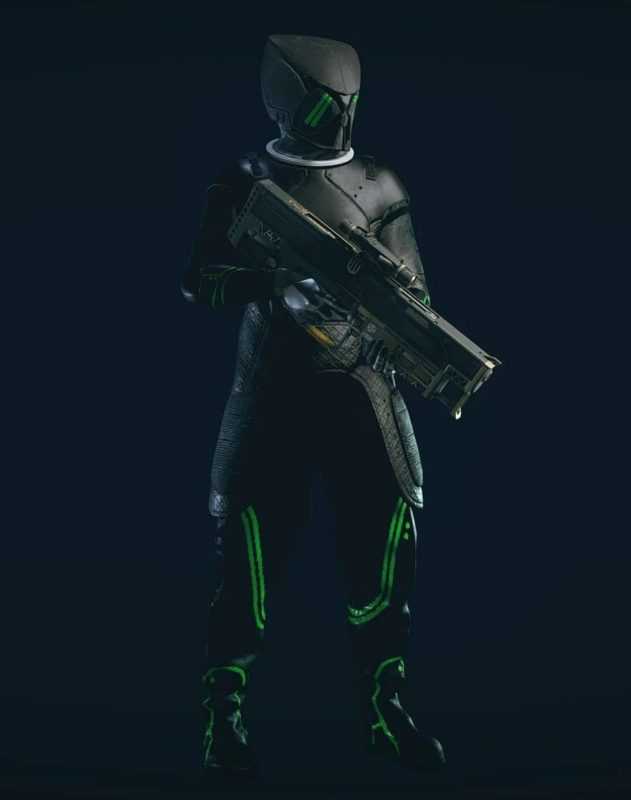 Black Mantis Suit with Green Accents