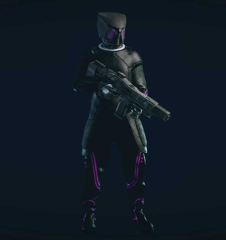 Black Mantis Suit with Purple Accents