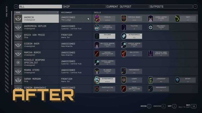 Compact Crew Menu UI