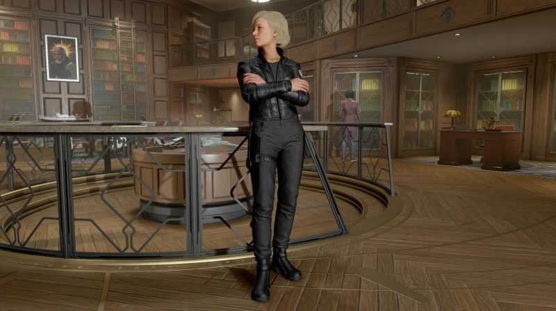 Sarah Morgan – 4k Black Leather Outfit